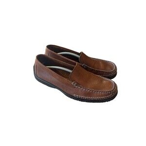 Bass Men’s 8.5 Flex Fairview Slip On Loafers Brown Leather Moc Toe Shoes